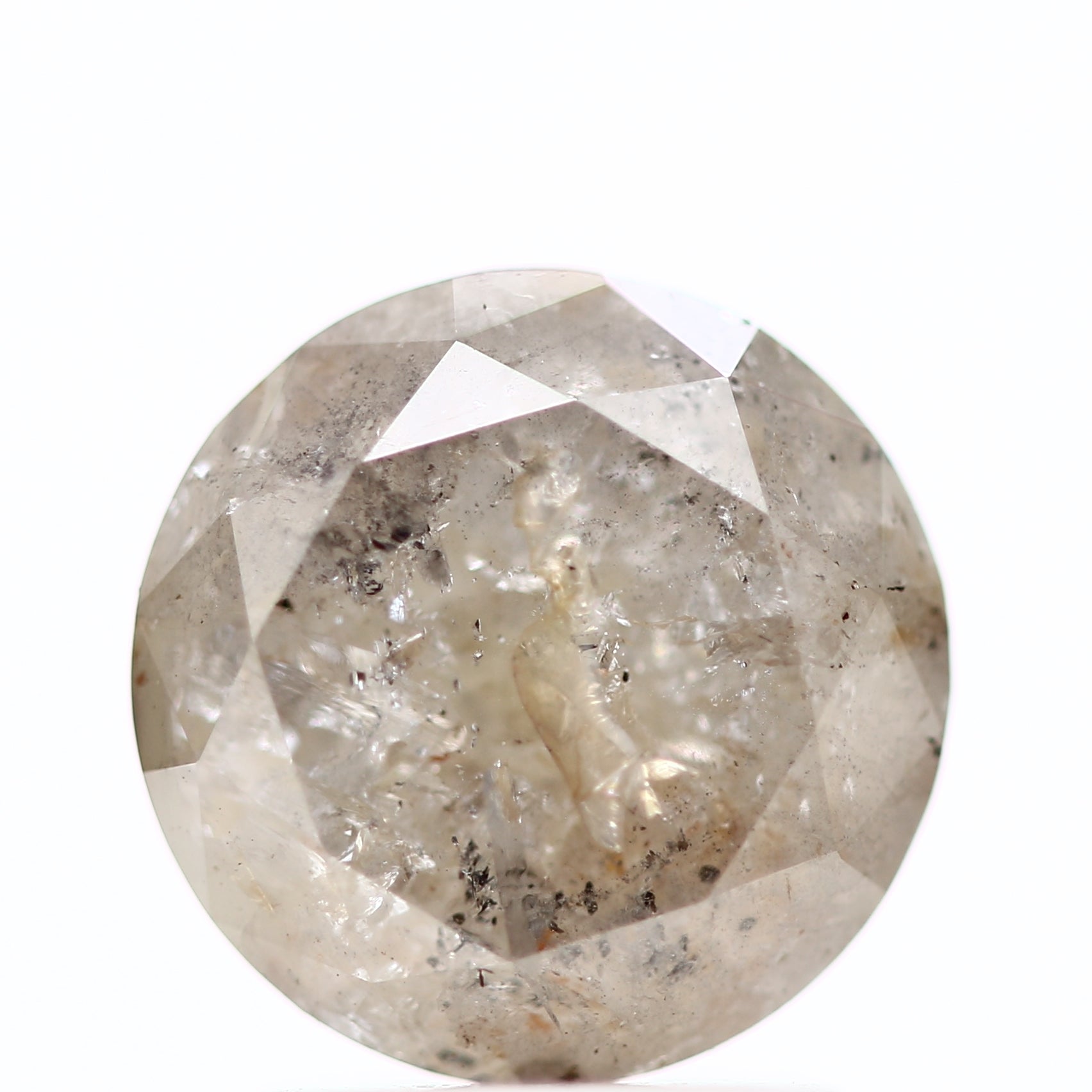 1.89 Carat Salt and Pepper Gray Round Brilliant Cut Natural Loose Diamond